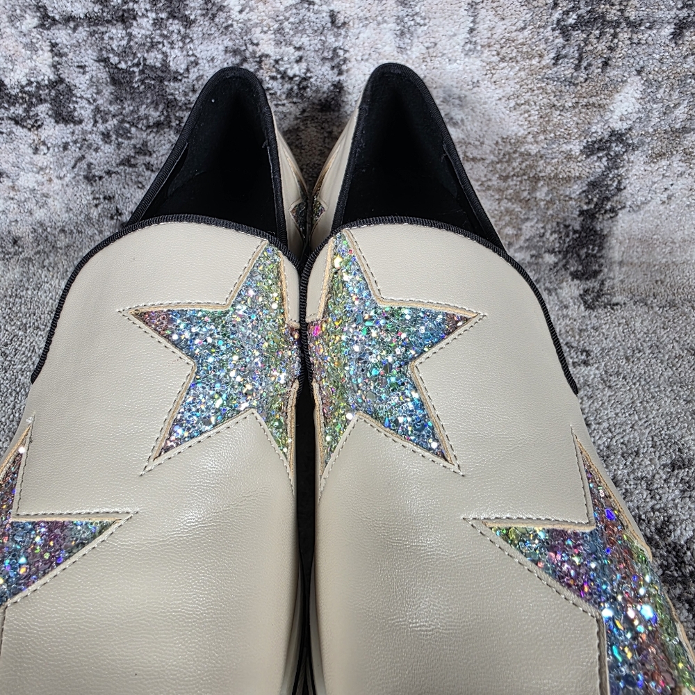 Stella McCartney Women's Binx Star Slip-On Platforms Cream Sparkle Size 38/8 - Picture 4 of 12